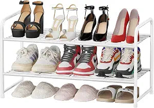 Simple Shoe Rack, Heavy Duty Metal Closet Shoe Shelf Organizer, White