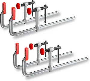 HimaPro 12 Inch Medium Duty Bar Clamp Set, 4 Pack  Drop Forged Steel F-Clamps with 600 lbs Load Capacity and 3-5/32 Inch Throat Depth for Welding, Woodworking, and Metalworking