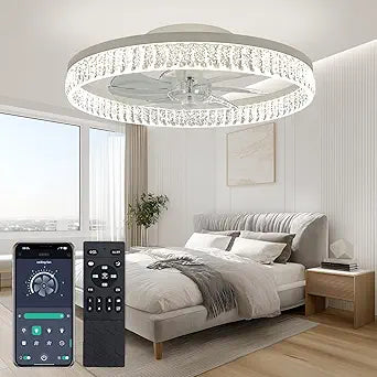 Ceiling Fans with Lights, 20'' Ceiling Fans with Lights and Remote, Low Profile Ceiling Fan with Light, 3 CCT & Dimmable, 6 Fan Speed, Remote&App Control Ceiling Fan for Bedroom, Living Room, Kitchen