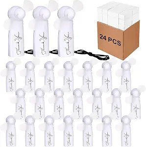 Fumete 24 Pcs Employee Appreciation Gifts Bulk Mini Handheld Fans Thank You Fans Battery Operated Small Portable Fan Appreciation Gifts for Team Coworker Staff Teacher Student (White)