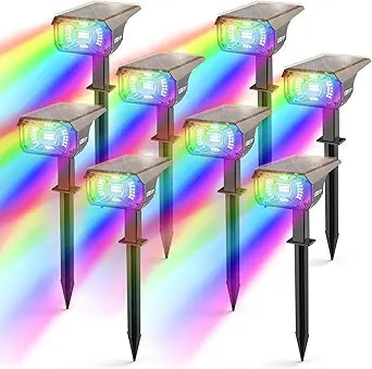 LEREKAM Solar Spotlights Outdoor, 40 LED s Color Changing RGB Waterproof Landscape Lights with 9 Light Modes, Colored Solar Spot Lights Auto On/Off, for Pathway Garden Pool Patio Yard