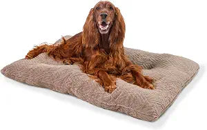 Best Friends by Sheri Comfy Crate Sleeper Mat  Plush Low-Pile Dog Bed, 42" x 28", XL & XXL Crates, Up to 100 lb Dogs, Machine Washable, Cross Section Pattern, Mushroom