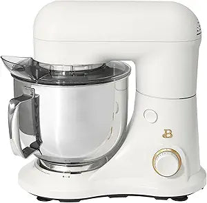 IT'S BRAZILIAN Beautiful 5.3 Qt Stand Mixer, White Icing with Flat Beater, Dough Hook, Balloon Whisk