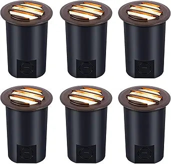 CLOUDY BAY [6 Pack] 9W Low Voltage Landscape Lights,LED Well Lights,Grated Top,12V-24V Waterproof Outdoor,2700K/3000K/3500K/4000K/5000K In Ground Lights for Fence Pathway Deck,Bronze