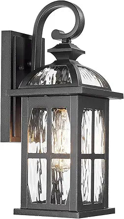 Darkaway Outdoor Wall Light Exterior Light Fixture with Water Ripple Glass, Aluminum Outside Lights Sconces Exterior Lighting for House Porch Patio Doorway Garage