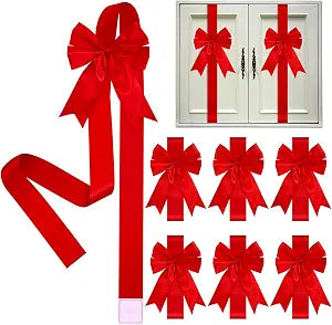 6 Pcs Christmas Red Cabinet Ribbon Bow Extra Long Wrap Decor for Kitchen