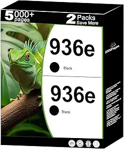 936e Ink Cartridges Compatible Replacement for HP 936 XL 936XL Black Fit for OfficeJet 9122e Pro 9120 9120e 9125 9110b 9120b 9130b Wide Format 9730e 9730 Printers with V18.1.1 Chip(Black, 2-Pack)