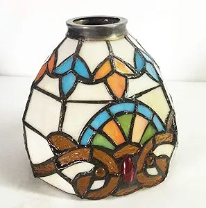Tiffany lampshade baroque style HMJ80017 Colored glass fan chandelier cover 6" diameter