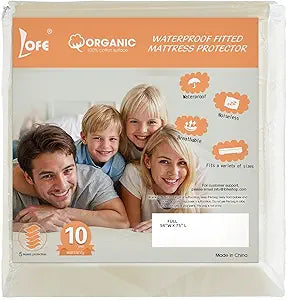 Organic Full Mattress Protector - Top&Side 100% Waterproof Mattress Protector, Breathable Organic Mattress Protectors, Noiseless Full Mattress Protectors Waterproof 75x54x17 in