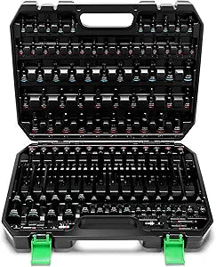 TecoTek 105PCS Master Allen and Torx Bit Socket Set, Hex/Tamper Proof Torx/E-torx Bit Set,1/4", 3/8" and 1/2" Drive, CR-V & S2 Steel, Includes E4 - E24, TT6-TT70, Socket/Drill Adapter