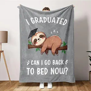 Funny Graduation Gifts, Practical Throw, College Graduation Gifts for Women & Men, Nurse, 2026 Grad Gifts for Master Degree, High School, PHD, Sloth Blanket, Gray(80 * 60)