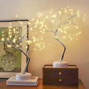 2 Pack Christmas Fairy Lights Spirit Tree, 20" 108 LED Tabletop Mini Twinkle Tree Lights Warm White with 2 Modes, USB & Battery Christmas Artificial Bonsai Trees Lamp for Home Bedroom Indoor DIY Decor