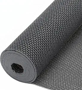 Drydiet Drainage Non Slip mat 3 x 10 ft Rubber Flooring Roll 0.22'' Thick, Commercial Door PVC Rug for Home Restaurant Garage Kitchen Bathroom Pool Washroom Deck, Gray