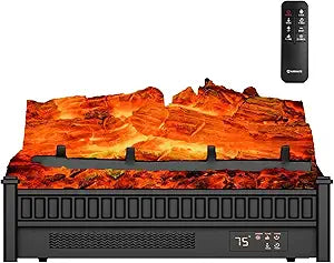 AIRMATE 1500W Electric Fireplace Heater, 22In Electric Fireplace Insert Logs, Fire Places Fireplace 12H Timer, Adjustable Flame Colors & Light Remote Overheat Protection