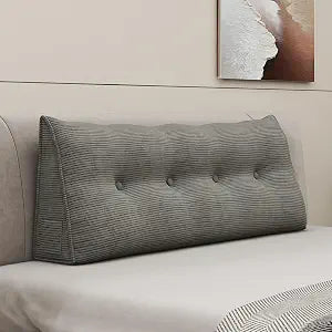 Headboard Wedge Pillows for Sitting Up in Bed Rest AdultTriangular Upholstered Stuffed Reading Pillow for Sofa Couch Back Cushions Lumbar Body Support Dorm BedroomFullCorduroy Gray