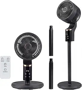 DORTALA Fan for Bedroom, Quiet 70┬░ Oscillating Standing Fan with Remote, 12H Timer, 90┬░ Vertical Tilt, Adjustable Height Portable Floor Fan for Home Office (Black)