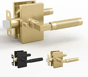 Mega Handles Ellis Privacy Door Handle - 1 Pack Interior Reversible Gold Door Handle, Heavy Duty Bed & Bath Door Handles with Privacy Door Lock, Fits All Standard Doors - Satin Brass
