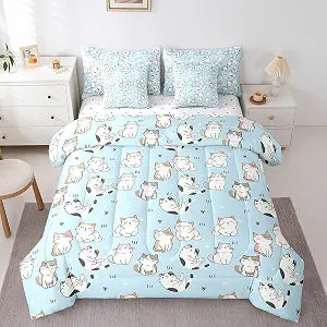 Erosebridal Cat 7 Piece Comforter Set Twin Bed in a Bag