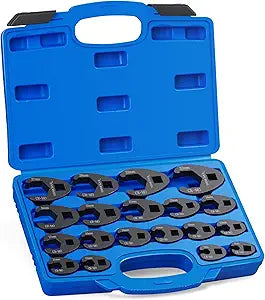19PC Metric Tool 8 to 32 mm Sizes, Drive Jumbo Flare Nut Wrench Set, Flare Nut Wrench set for 3/8in and 1/2in Drive Ratchet