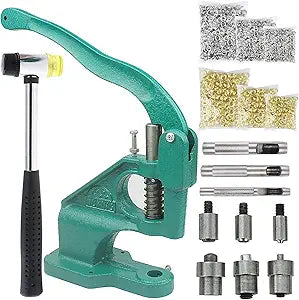 Hand Press Grommet Machine Tarp Grommet Tool Kit Heavy Duty Grommet Press with Punch Hole Tool,Rubber Hammer,3 Dies (#0#2#4),3000Pcs Sliver/Gold Grommets(1/4 3/8 1/2 inch) for Fabric Curtains Kit