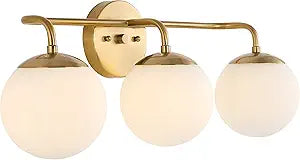 JONATHAN Y 25" Gold Painting Modern Globe Wall Sconce Vanity Light for Bathroom, White Frosted Glass Shade, Midcentury Parisian Bistro Wall Lamp, LED Bulb Included (JYL3536A)