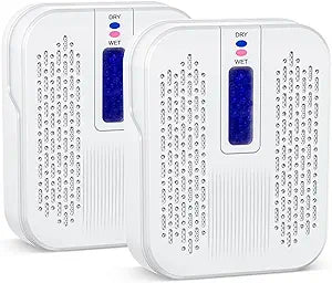 Rechargeable Small Dehumidifier, Pack of 2, Portable Mini Dehumidifier for Bathroom, Highly Efficient Dehumidification, Energy Saving, Suitable for Closet, Cars, Wardrobes