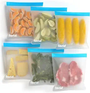 FORID Reusable Gallon Freezer Bags, 6 Pack Leakproof Extra Thick 1 Gallon Bags for Marinate Food & Fruit Cereal Sandwich Snack Meal Prep Travel Items Home Organization Storage