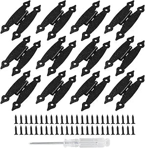 12 Pcs H-Shape Cabinet Hinges, Black Hammercraft Flat Flush Mount