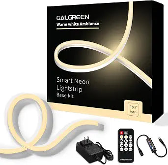 Neon Rope Lights, 16.4ft, Dimmable Remote and Adapter, Warm White
