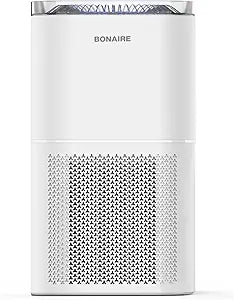 Bonaire Air Purifier for Home Allergies, Pets Hair In Bedroom upto 1380 ft┬▓, 3-in-1 HEPA13 Filter, Sleep, Auto Mode, PM2.5, WiFi, Remove Dust Smoke Hair Pollen Pollutants Odor, 27db Quiet, White, A4S