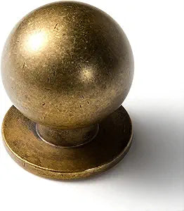 Goo-Ki 6 Pack Classic Round Cabinet Knobs - Large 1 1/8-Inch Solid Ball Drawer Knobs with Vintage Antique Brass Finish, Heavy-Duty Zinc Alloy Hardware for Kitchen, Furniture, and Dressers