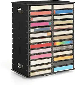 Rotating Cassette Tape Storage Holder, 52 Slot Cassettes Organizer Rack, Audio Cassette Tape Display Shelf, Ideal Gift for Cassettes Collectors, Black
