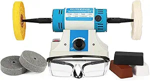BAOSHISHAN Bench Buffer Jewelry Polisher, Variable Speed Benchtop Polishing Buffing Machine, With One Starter Kit for Jewelry, Wood, Metal, Lathe 110V