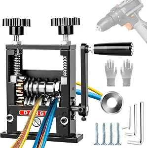 Wire Stripper Tool, Manual Wire Stripper Machine with 6 Channels and 5 Blades, Portable Cable Strippers Drill Attachments with Hand Crank for 0.1" to 0.67" Scrap Copper Cables Recycling