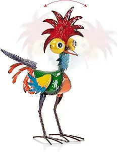 Alpine Corporation | 18" Tall Wacky Metal Rooster Yard Statue  Colorful Indoor/Outdoor Farm Animal Dcor for Garden, Patio, Lawn, or Porch