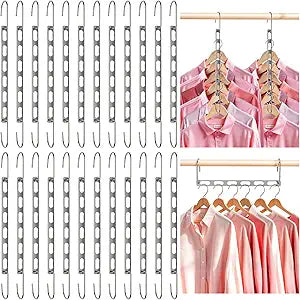 24 Pack Space Saving Hangers for Clothes Collapsible Metal Hangers Space Saving for Organization and Storage Hanger Organizer for Heavy Clothes Apartment College Dorm Room Essentials,Silver