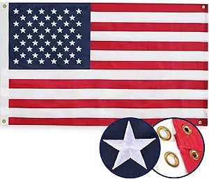 American Flag 4x6 Ft, Four Brass Grommets Multipurpose US Flag, Embroidered Stars, Sewn Stripes, Outdoor Heavy Duty Durable USA Flags, Hanging Indoor/Bedroom/Room/Wall American Flag