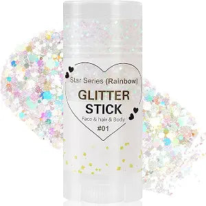 Rainbow White Face Body Glitter Stick for Running Half Marathon Accessories