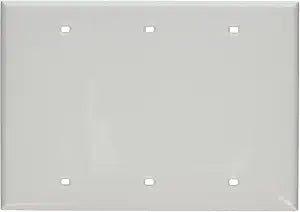 Leviton 3-Gang Blank Wallplate, Standard Size, Thermoplastic Nylon, 80735-W, White