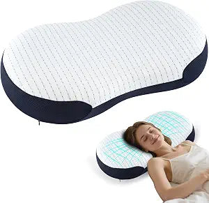 Cloud Align Memory Foam Pillow for Sleeping, Contour Neck Support Bed Pillow for Side and Back Sleepers, Cloud-Cell Surface, Cervical Pillow with Washable Cover