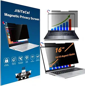 16-inch Magnetic Privacy Screen, Suitable for laptops with a 16:10 Detachable Anti-Glare Filter, Reduces Blue Light/Compatible with HP, Dell, Acer, Asus, Samsung, Lenovo and Other laptops.