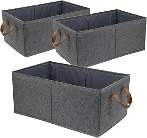 Fordonral Pack of 3 Large Capacity Storage Bins Closet Organizer System, Sturdy Foldable Storage Boxes for Organizing Clothing, Sheets, Toys, Books - Shelf Organizer Shelves Basket Storage Bin
