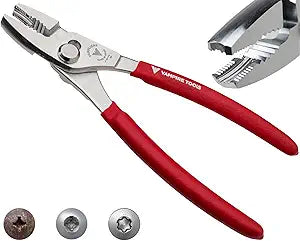 VAMPLIERS 7" Screw Extractor Slip Joint Pliers Made in Japan: 2-Way Vertically Serrated Jaws to Grip & Remove Damaged, Rusted, Stripped Screws & Fasteners.