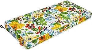 Outdoor Bench Cushion 48 x 18 Inch, Water-Resistant Patio Glider Seat Pad with Adjustable Straps & Portable Handle, UV Resistant for Garden, Porch Swing, Deck Furniture, Flower Bird