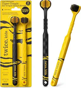 TWICE 3D Triple-Head Soft Kids Toothbrush, Ages 3+, 2 Count