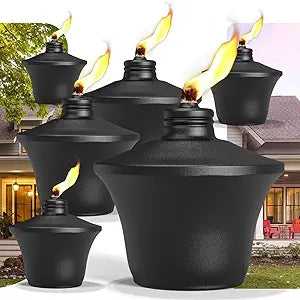 6-Pack Citronella Tabletop Torches, 14.5 oz Table Top Torches for Outdoor, Metal Oil Burner Candles, Garden Torches with Fiberglass Wick for Yard, Patio, Deck, Garden, Party, Landscape