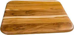 Lipper International Teak Wood Rounded Edge Cutting Board with Inset Handles for Chopping, Meal Prep, and Serving, 14 1/2" x 12 1/2" x 3/4"