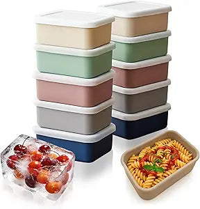 10PC Silicone Freezer Molds with White Lid, 5 Colors 2 Cup Silicone Trays for Food Preserving, Silicone Molds for Broth, Sauces, Stews & Meal Prep (500ml)