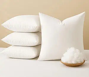 White Square Pillow Inserts (Pack of 4, 22"x22", Polyester) - Stylish Home Comfort & Premium Cushion Fillers for Sofa, Living Room, Bed, and Chair