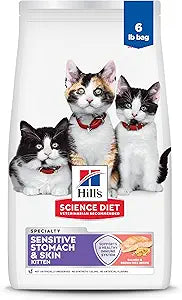 Hill's Science Diet Kitten Sensitive Stomach & Skin Dry Cat Food, Salmon & Brown Rice, 6 lb. Bag
